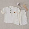 Ensemble en Lin Bébé et Enfant Blanc cassé  – Tenue Été & Cérémonie | Babyboo