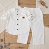 Ensemble en Lin Garçon – Blanc2 – Pantalon et Chemise à Manches Longues | Babyboo