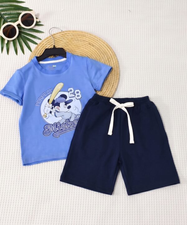 Ensemble Été – T-shirt "Mickey Mouse" et Short Bleu Marine