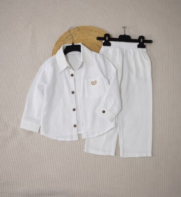 Ensemble Garçon Premium Chemise et Pantalon - Blanc