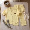 Ensemble en Lin Garçon – Jaune Poussin  – Pantalon et Chemise à Manches Longues | Babyboo
