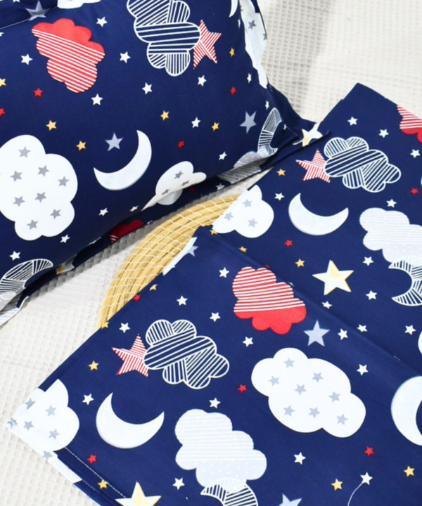 Alternative view of Parure de Lit Bébé 100% Coton "Nuit Étoilée" Bleu Marine - 3 Pièces