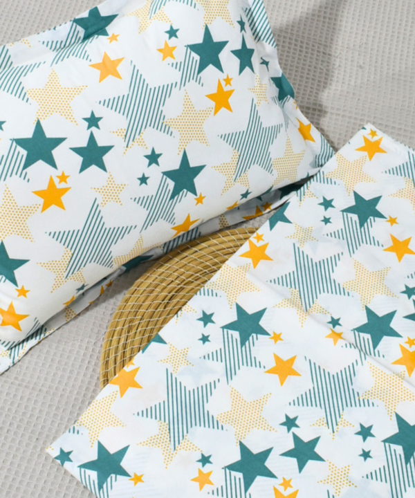 Parure de Lit Bébé 100% Coton "Pluie d'Étoiles" - 3 Pièces