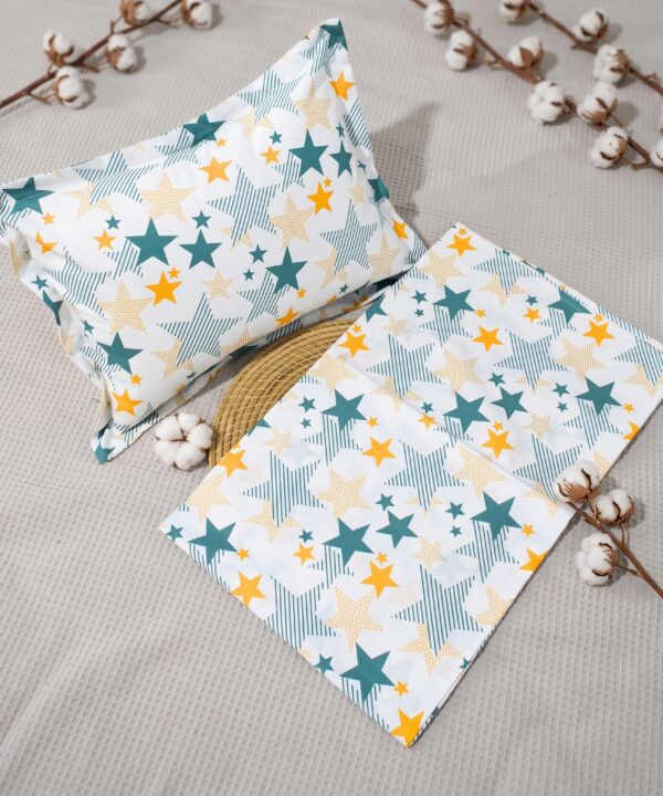 Parure de Lit Bébé 100% Coton "Pluie d'Étoiles" - 3 Pièces