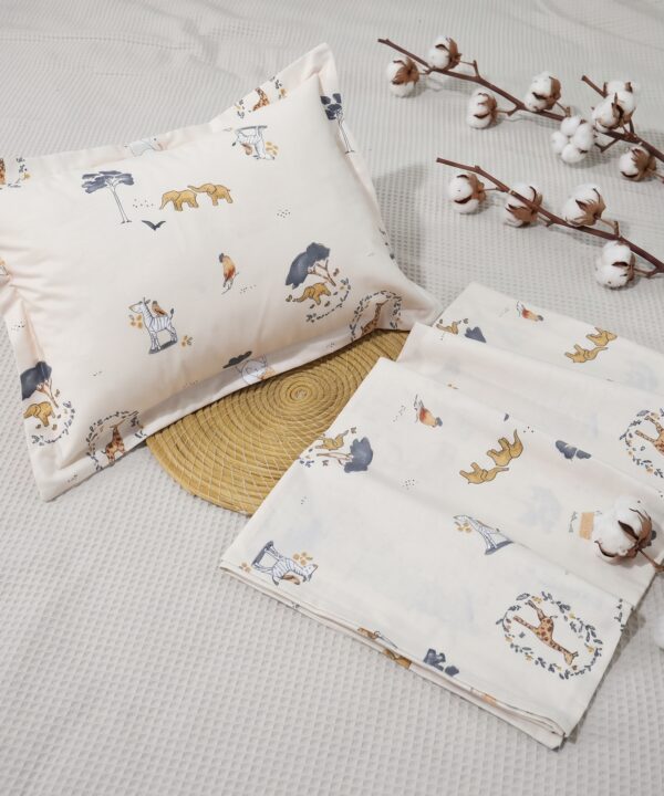 Parure de Lit Bébé 100% Coton "Safari Chic" - 3 Pièces