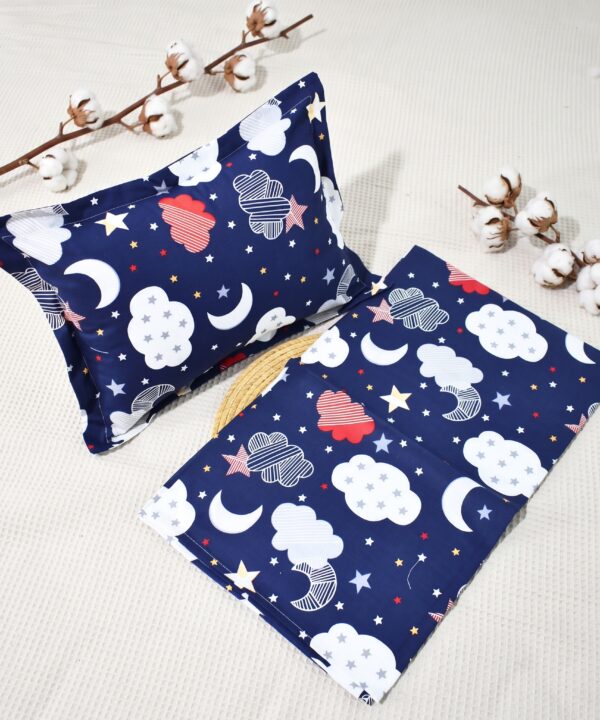 Parure de Lit Bébé 100% Coton "Nuit Étoilée" Bleu Marine - 3 Pièces