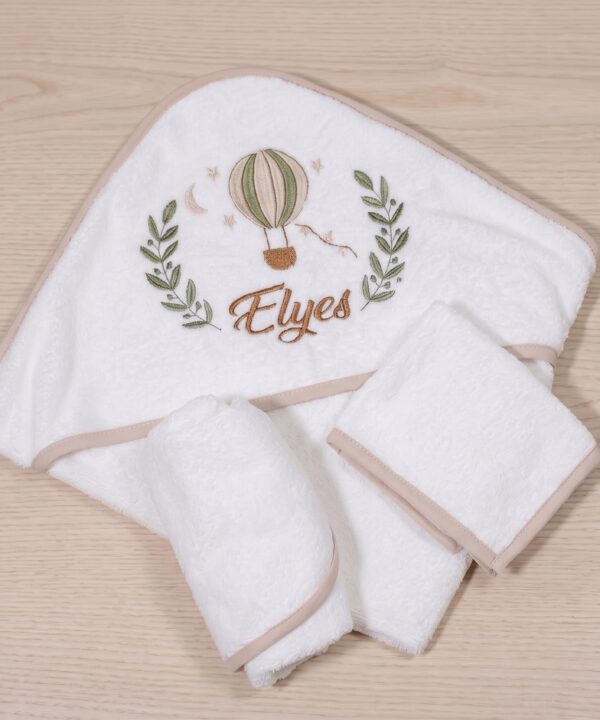 Cape de Bain Bébé Personnalisée (Éponge 100% coton) – Modéle "Elyes"