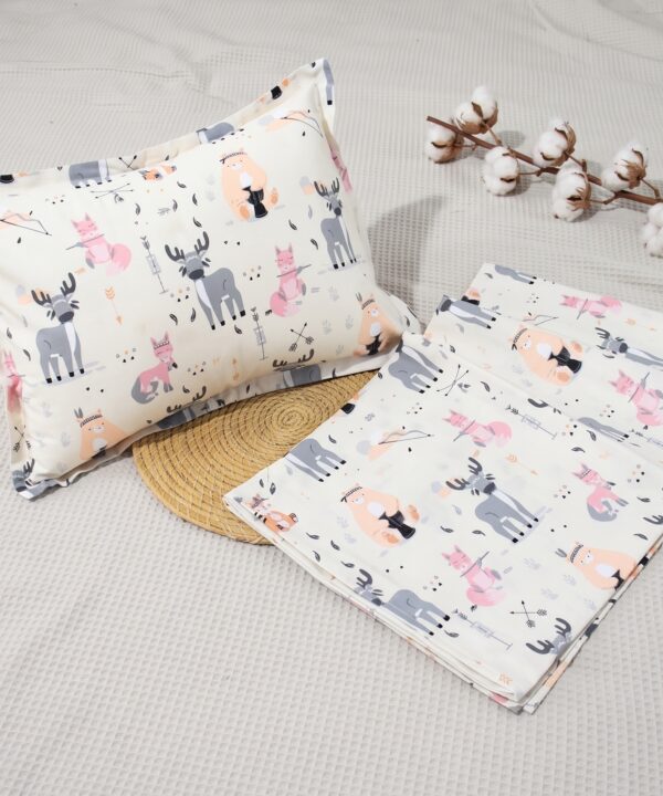 Parure de Lit Bébé 100% Coton "Tribu des Animaux Boho" - 3 Pièces
