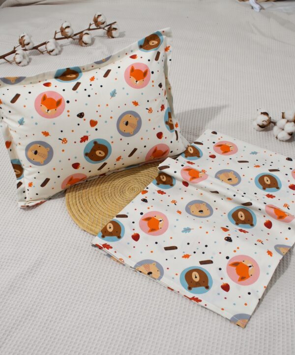 Parure de Lit Bébé 100% Coton "Amis de la Forêt" - 3 Pièces