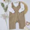 Ensemble Bébé Salopette Velours  Beige  | Babyboo