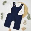Ensemble Bébé Salopette Velours Bleu Marine | Babyboo