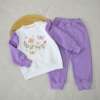Ensemble Fille Sweat Brodé Fleurs & Papillons – Coton 100%