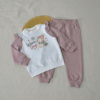 Ensemble Jogging Fille "Warm Days" Lapin d'Hiver – Blanc & Vieux Rose